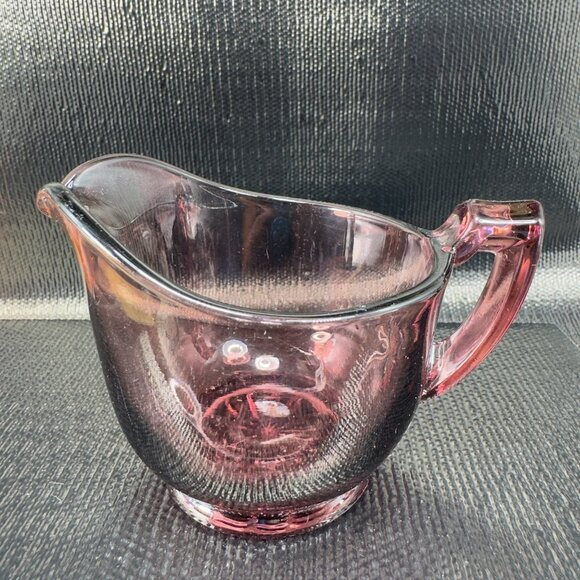 Vintage Depression Glass Sugar And Creamer Set 2 Glassware Amethyst Purple VTG - Picture 7 of 9